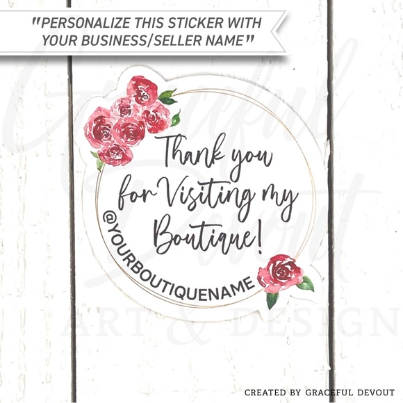 🌹Thank You For Visiting My Boutique- Sticker 2" (inches)(48ct.) [GD81-48] - Picture 4 of 5
